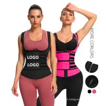 2021 Custom Logo slimming fitness double strap Women Body Shaper 100% Latex Waist Trainer Vest